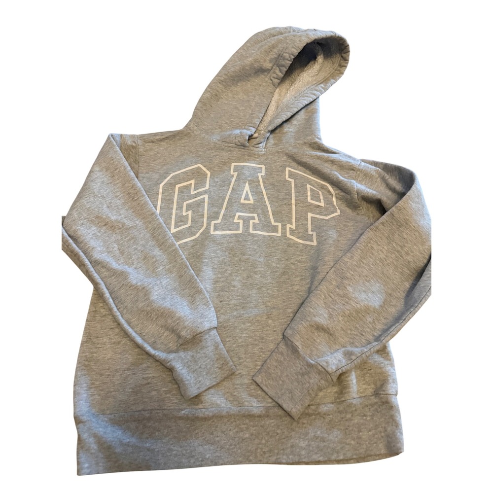 Gap Logo Pullover Hoodie Heather Gray Fleece Sweatshirt XS Casual
